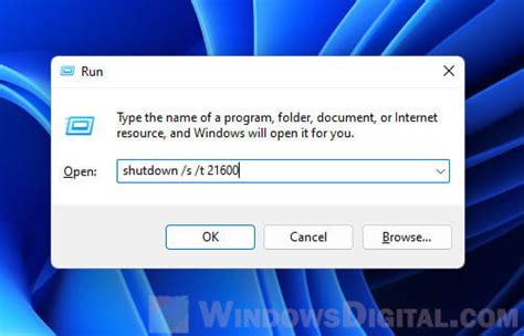 windows run shutdown timer command