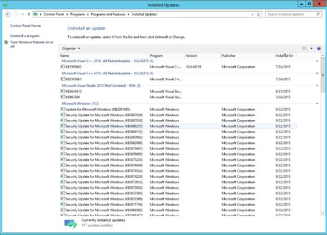 windows server 2012 patch list