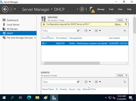 windows server 2022 dhcp not working