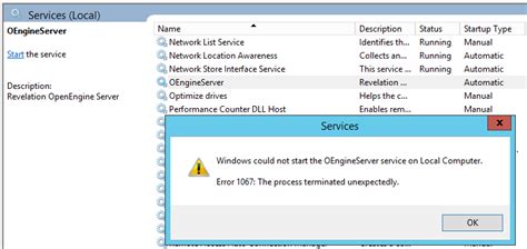 windows service error 1067