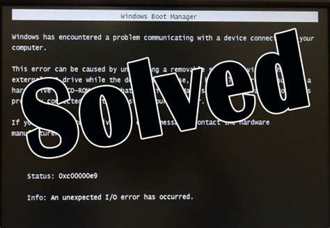 windows system32 config system error code 0xc00000e9