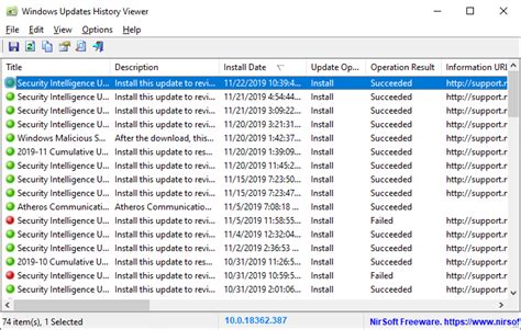 windows update patch list