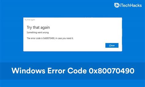 windows upgrade failed error code 0x80070490
