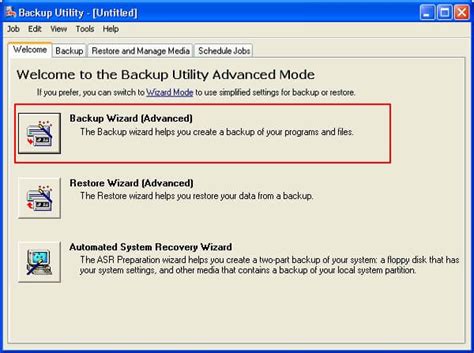 windows xp backup tool
