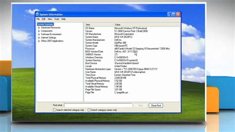 windows xp check hardware specs