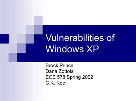 Windows Xp Vulnerabilities