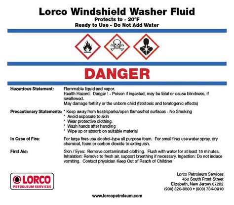 Windshield Washer Fluid Label
