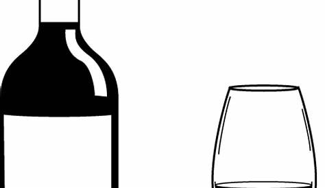 Wine Bottle And Glass Clipart Black And White With On Background