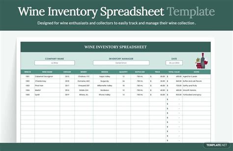 Wine Collection Inventory Templates 7+ Free Docs, Xlsx & PDF Wine