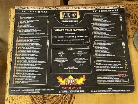 Wings Menu Edinburgh
