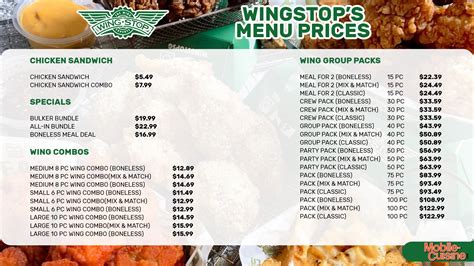 Wingstop Menu With Pricing