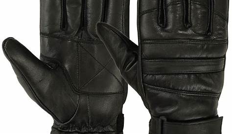 Mens Warm Winter Dress Glove Genuine Leather Motorcycle Gloves, Black