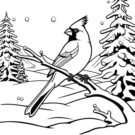 Winter Cardinal Coloring Page