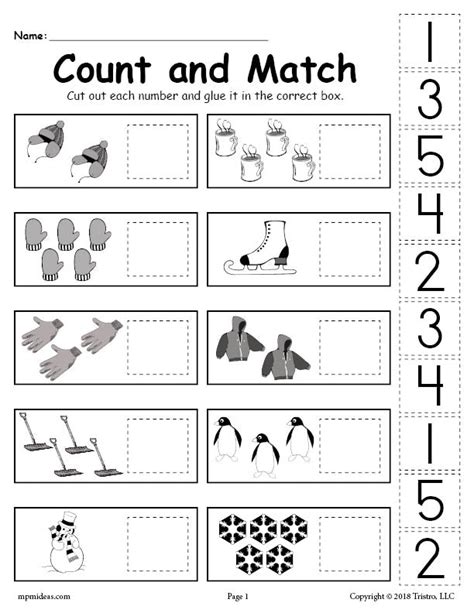 Winter Count And Match Printables