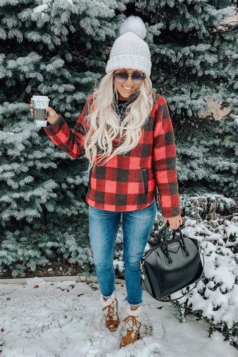 Flannel Shirts Knitted Beanies and Warm Boots Christmas outfit ideas