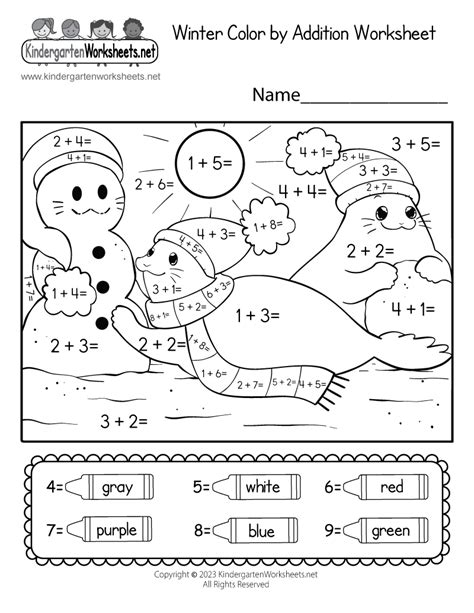 Winter Math Worksheet Kinder