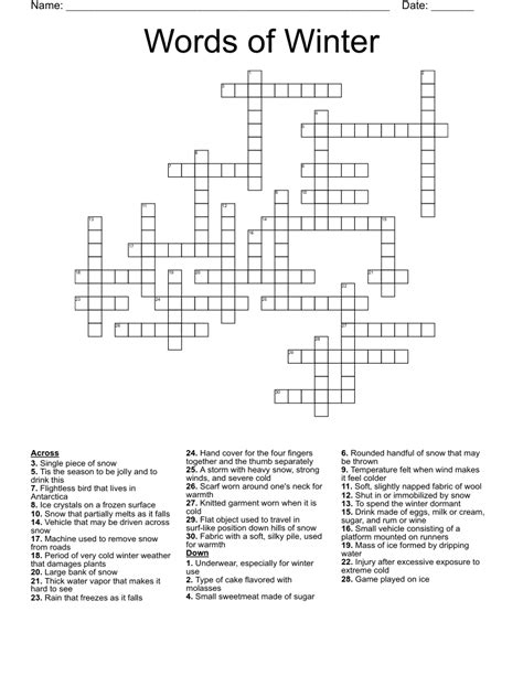 Winter Mo Crossword