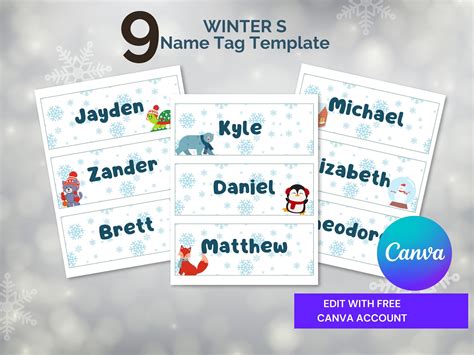 Winter Name Tags For Cubbies