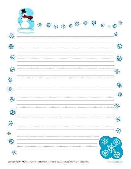 Winter Themed Lined Writing Paper