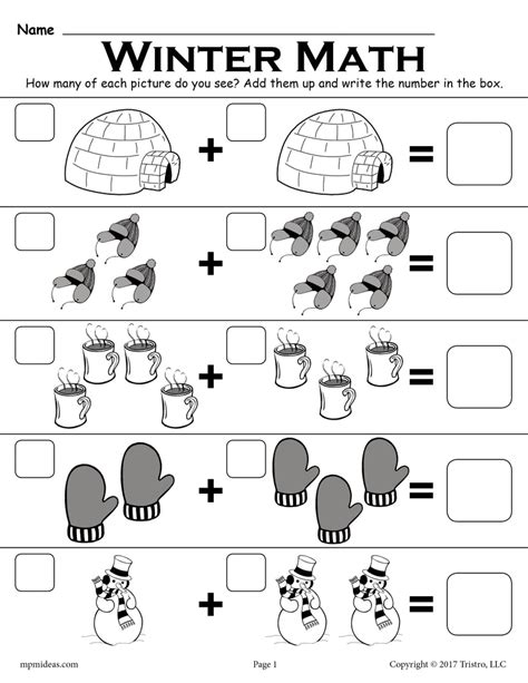 Winter Themed Math Worksheets
