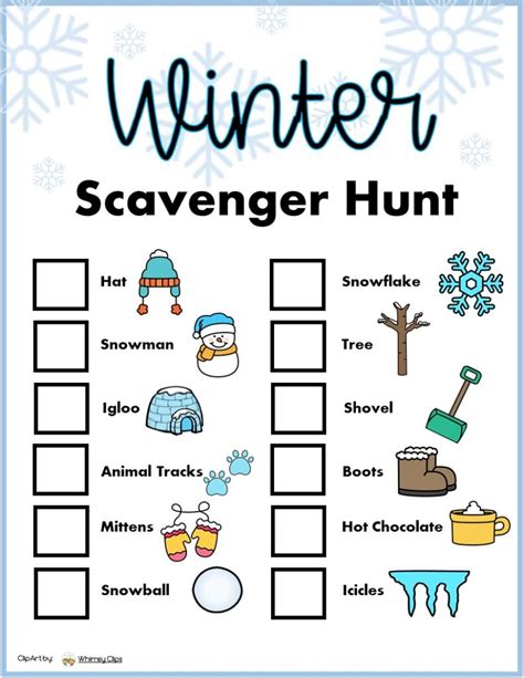 winter themed scavenger hunt
