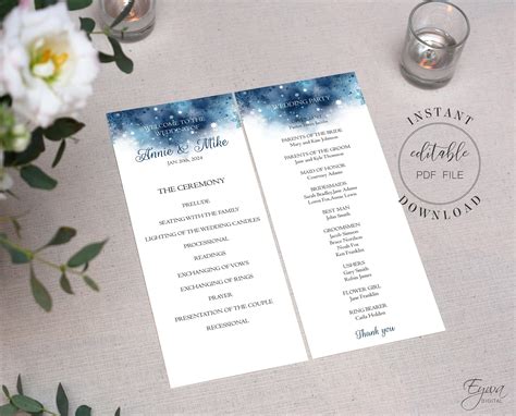 Winter Wedding Ceremony Programs