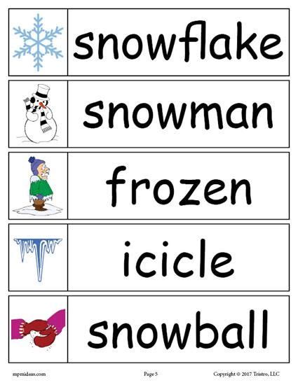 Winter Word Wall Words Printable