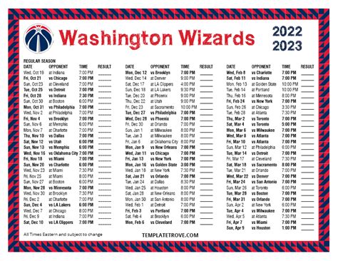 wizards 2023 2024 schedule