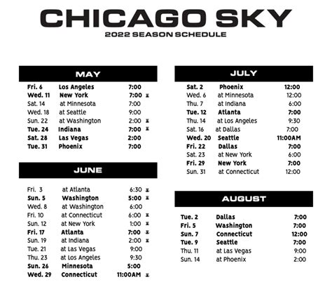 wnba schedule chicago sky