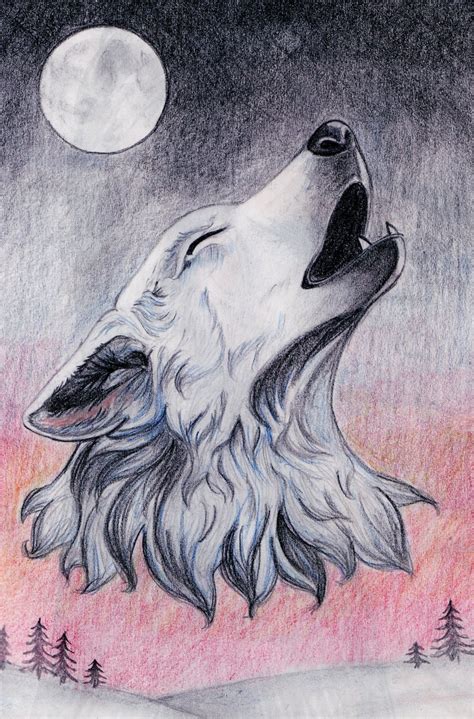 Wolf Howling At The Moon Drawing Step By Step Free