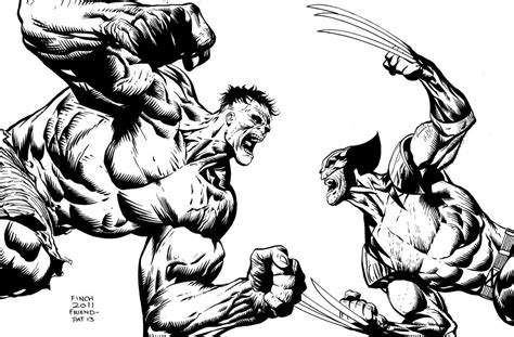 wolverine vs hulk drawing