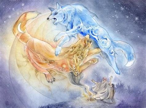 wolves chasing sun and moon