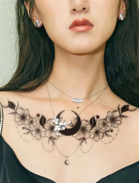 Awasome Woman Chest Tattoo Design References