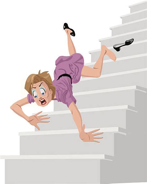 woman falling down stairs cartoon