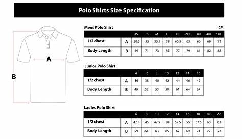 Women's Polo Shirt Size Chart