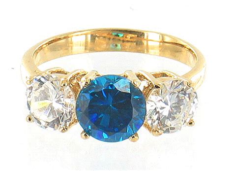 women's gold tone faux sapphire rings