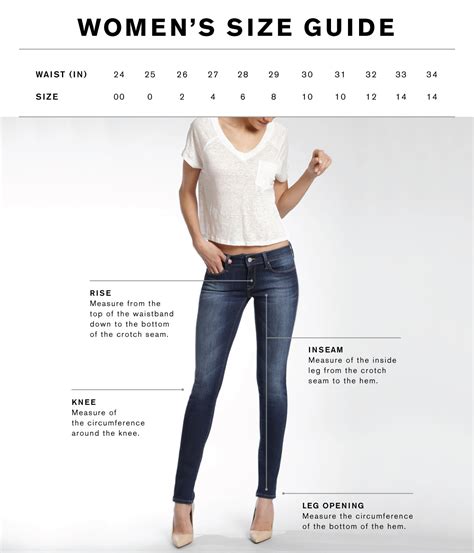 women's jeans size chart uk