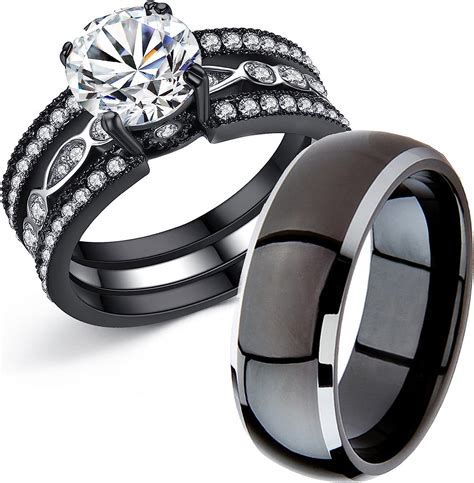 women black band engagement rings