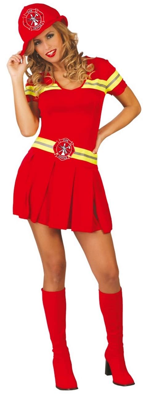 Ladies FIREGIRL Costume for Fire Fighter Firemen Fancy Dress Outfit UK