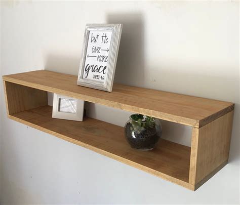 Rustic Wood Box Shelf. 50.00, via Etsy. Wooden box shelves, Wood box