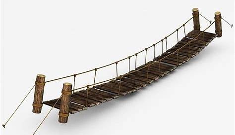 Rope & Wood Plank Suspension Bridge 3D Model