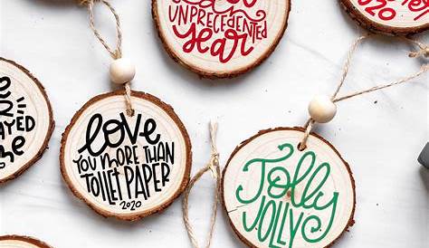Wood Slice Ornaments Cricut DIY Using A + Free Christmas SVG Thrifty