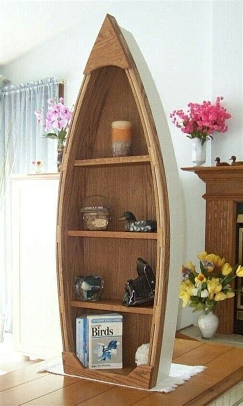 Handcrafted 4 foot Wood Row Boat Bookcase shelf shelves