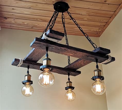 wood box chandelier
