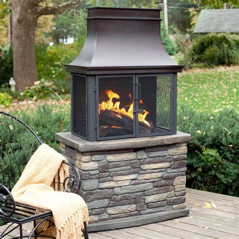 Sunjoy Farmington Steel Wood Burning Outdoor Fireplace & Reviews Wayfair