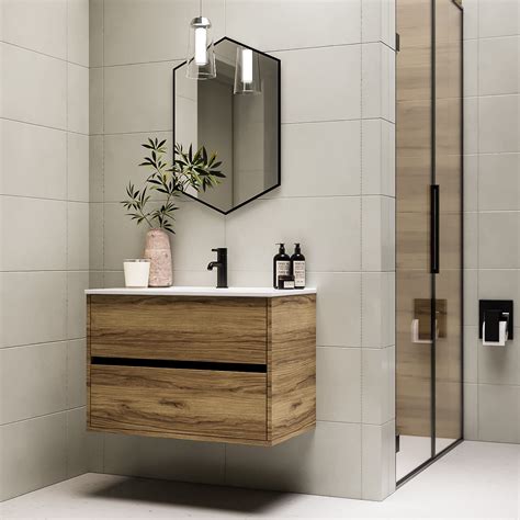 Wood Effect Wall Hung Vanity Unit
