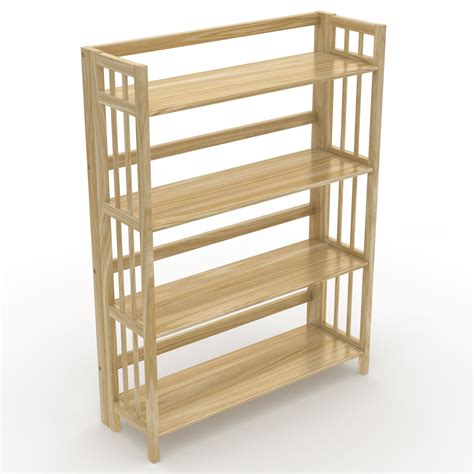 wood folding 4 shelf bookcase