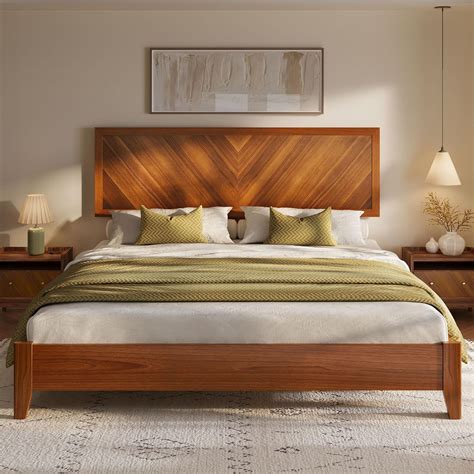 Wood Frame King Bed Frames Compatible With Adjustable Base