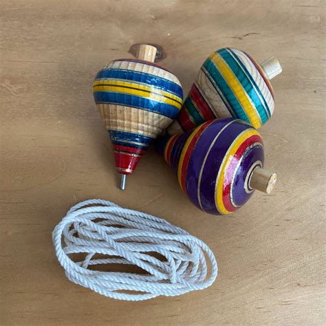 wood spinning tops toys