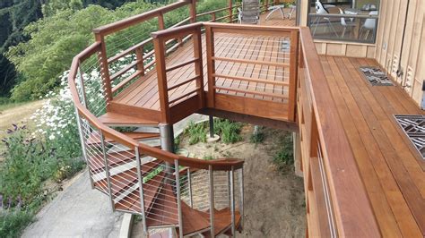 wood spiral deck stairs